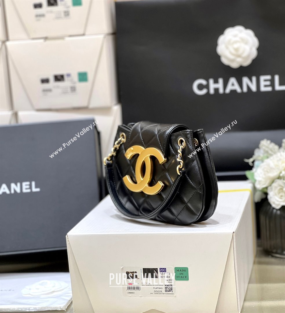 Chanel Lambskin Gold-Tone Metal Small Messenger Bag AS4609 black 2024(original quality) (shunyang-240103-01)