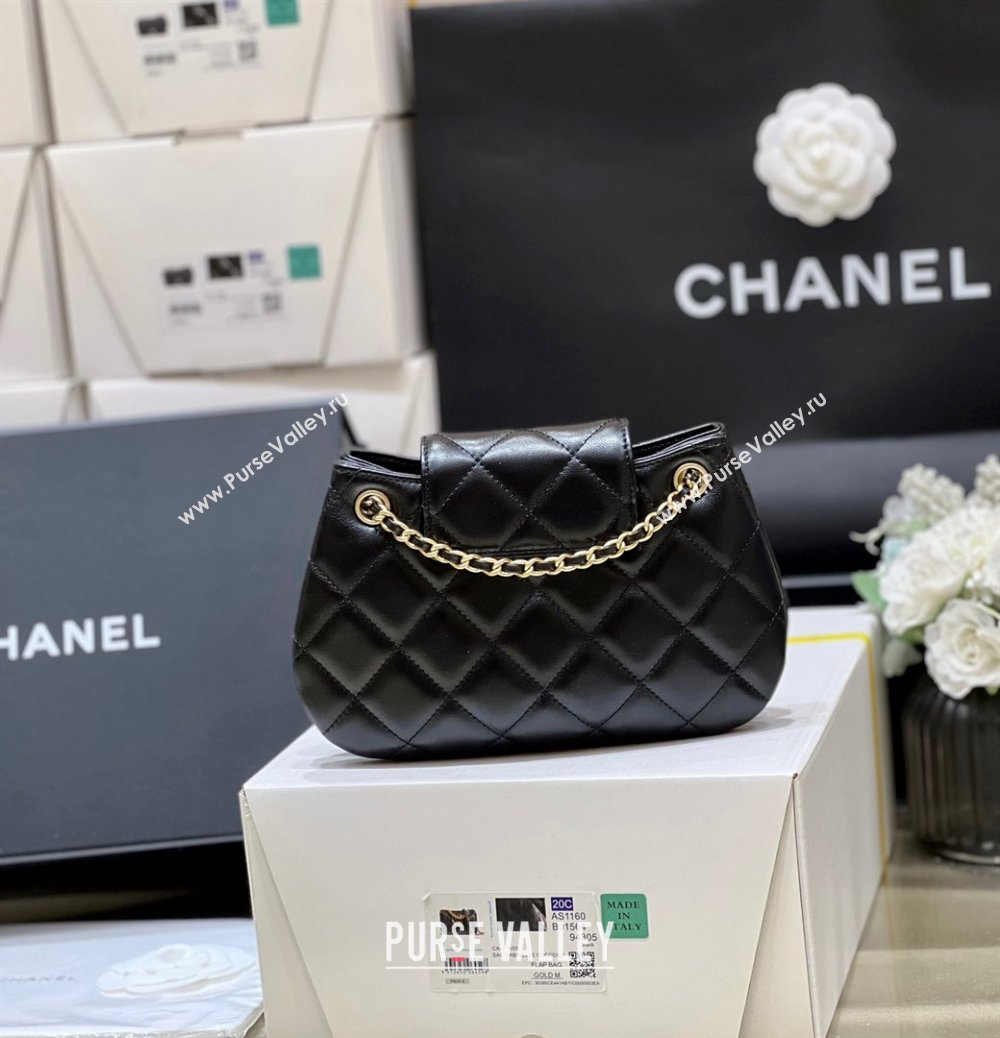 Chanel Lambskin Gold-Tone Metal Small Messenger Bag AS4609 black 2024(original quality) (shunyang-240103-01)