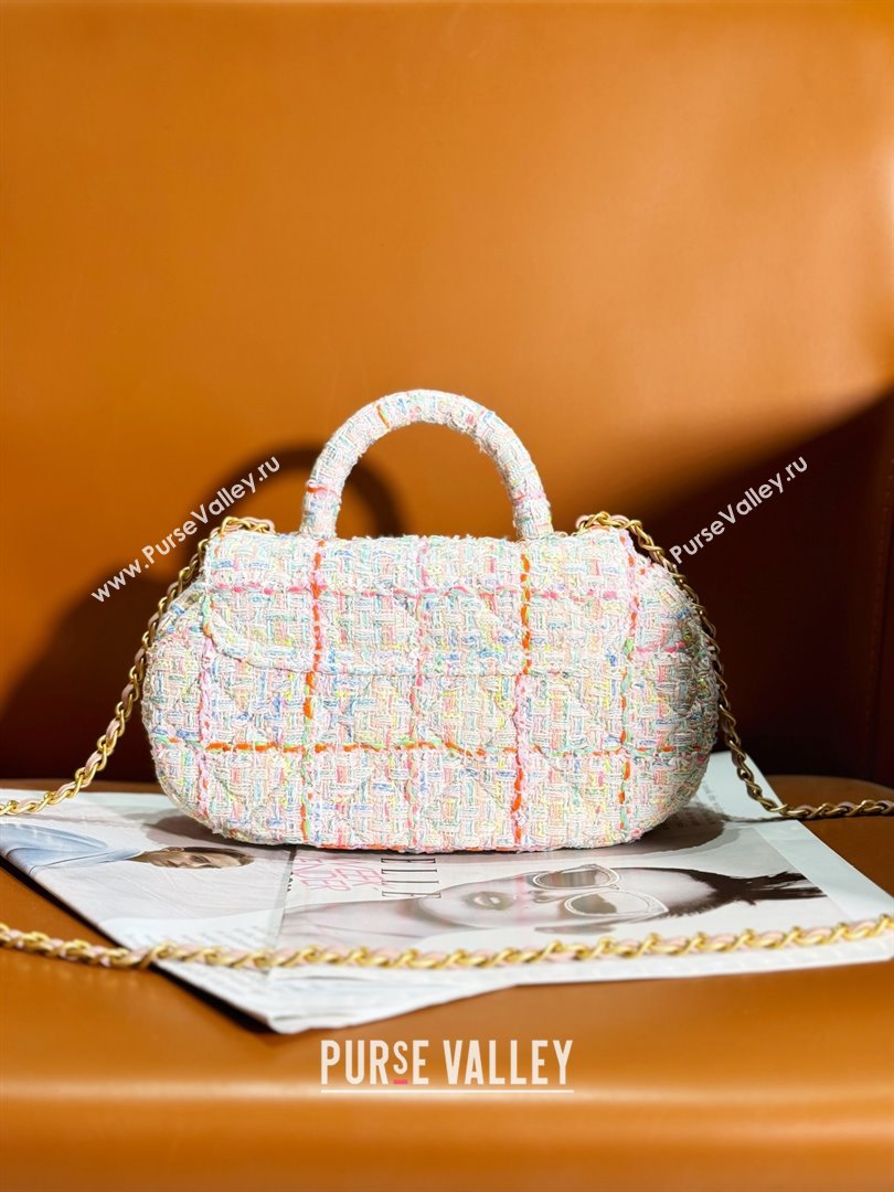 chanel Tweed Gold-Tone Metal Multicolor Small Bag with Top Handle AS4573 2024 (jiyuan-240103-04)