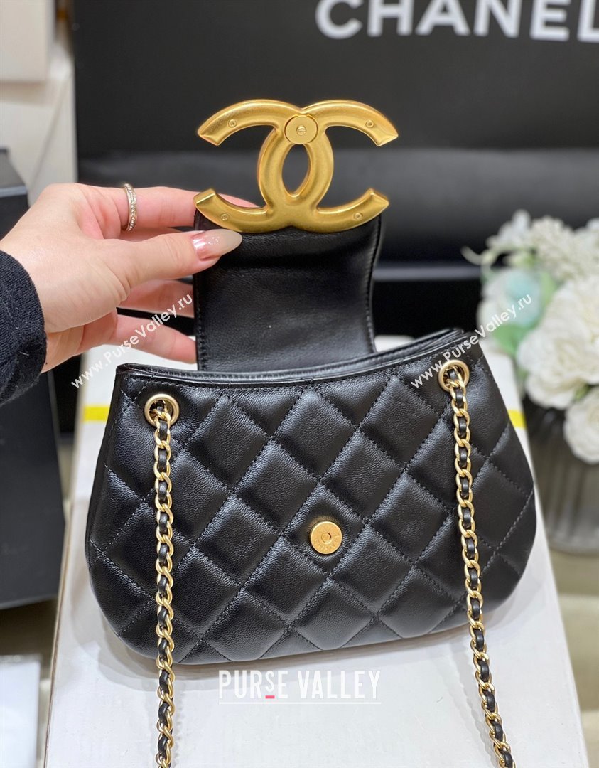 Chanel Lambskin Gold-Tone Metal Small Messenger Bag AS4609 black 2024(original quality) (shunyang-240103-01)