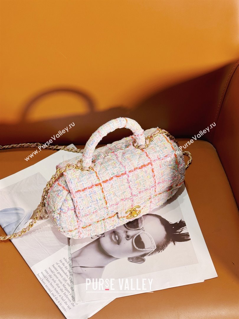 chanel Tweed Gold-Tone Metal Multicolor Small Bag with Top Handle AS4573 2024 (jiyuan-240103-04)