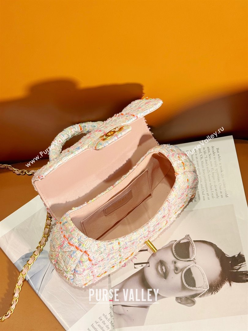chanel Tweed Gold-Tone Metal Multicolor Small Bag with Top Handle AS4573 2024 (jiyuan-240103-04)