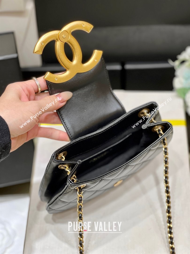 Chanel Lambskin Gold-Tone Metal Small Messenger Bag AS4609 black 2024(original quality) (shunyang-240103-01)
