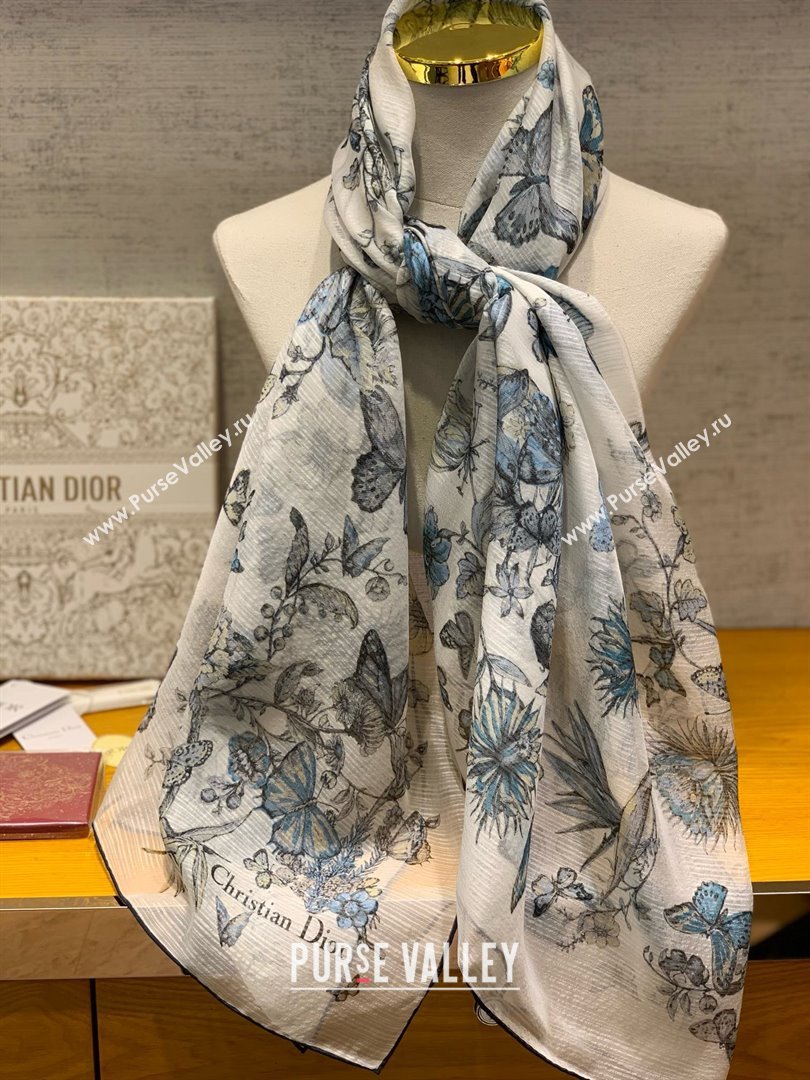 DIOR Toile de Jouy Mexico Motif SHAWL BLUE 2024 (weinisi-240426-07)