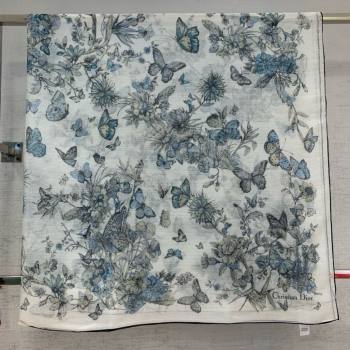 DIOR Toile de Jouy Mexico Motif SHAWL BLUE 2024 (weinisi-240426-07)