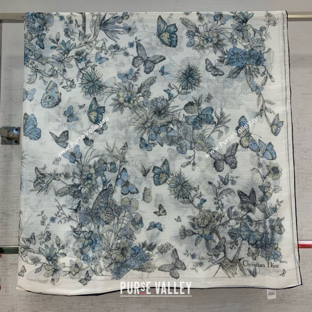 DIOR Toile de Jouy Mexico Motif SHAWL BLUE 2024 (weinisi-240426-07)