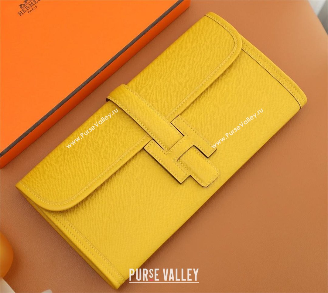 Hermes Jige Elan 29 epsom leather Clutch Bag jaune ambre handmade(original quality) (ayan-231120-07)