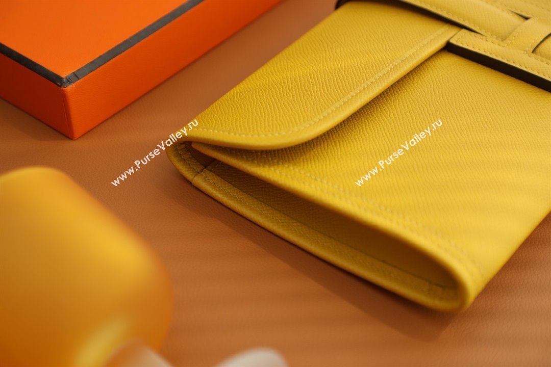 Hermes Jige Elan 29 epsom leather Clutch Bag jaune ambre handmade(original quality) (ayan-231120-07)