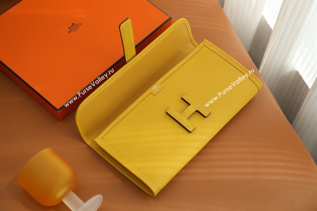 Hermes Jige Elan 29 epsom leather Clutch Bag jaune ambre handmade(original quality) (ayan-231120-07)