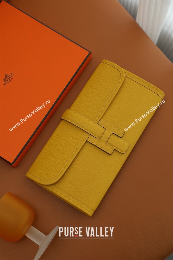 Hermes Jige Elan 29 epsom leather Clutch Bag jaune ambre handmade(original quality) (ayan-231120-07)