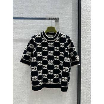 gucci GG wool bouclé jacquard top black and ivory 770059 2023 (QIQI-231121-14)