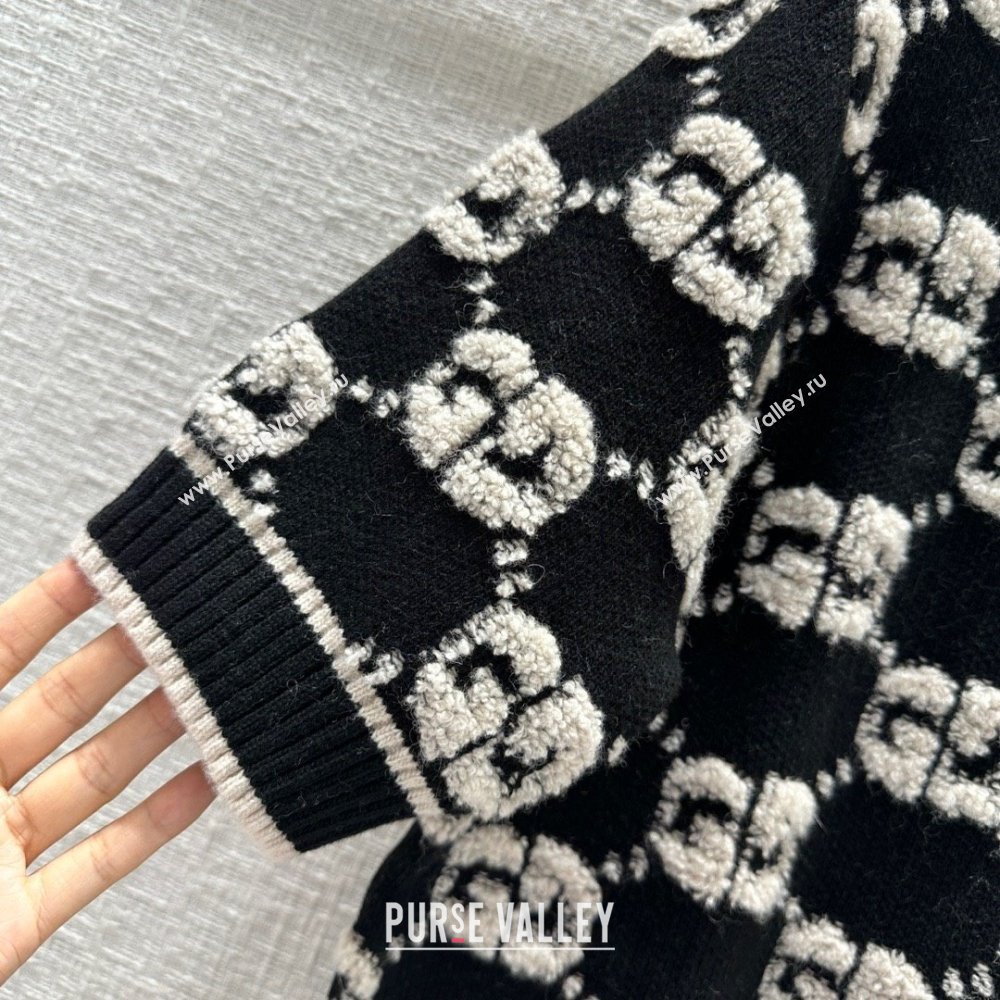 gucci GG wool bouclé jacquard top black and ivory 770059 2023 (QIQI-231121-14)