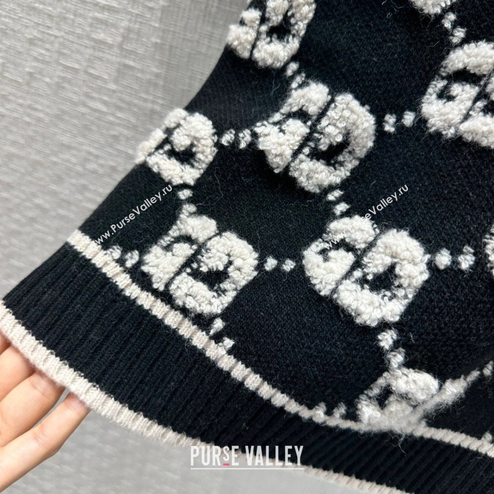 gucci GG wool bouclé jacquard top black and ivory 770059 2023 (QIQI-231121-14)