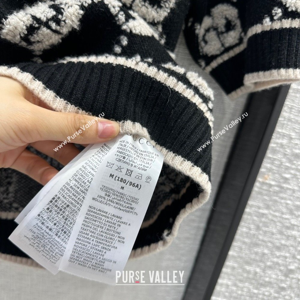 gucci GG wool bouclé jacquard top black and ivory 770059 2023 (QIQI-231121-14)