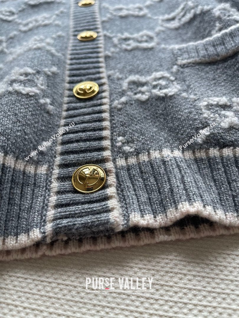 gucci GG wool bouclé jacquard cardigan grey and ivory 713300 2023 (QIQI-231121-17)