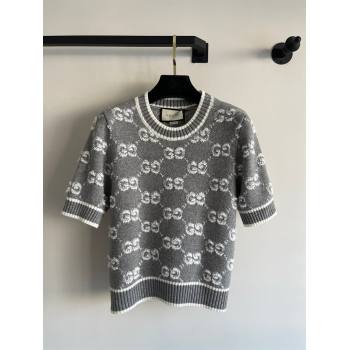 gucci GG wool bouclé jacquard top GREY AND IVORY 770059 2023 (QIQI-231121-16)