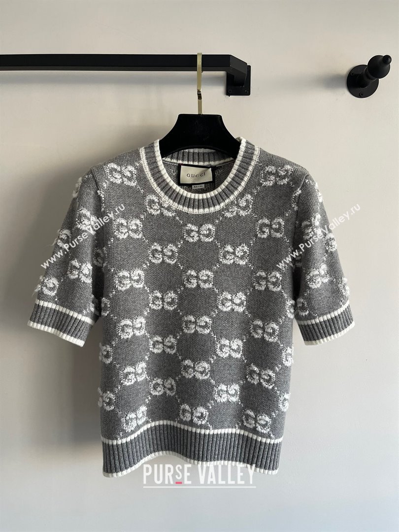 gucci GG wool bouclé jacquard top GREY AND IVORY 770059 2023 (QIQI-231121-16)