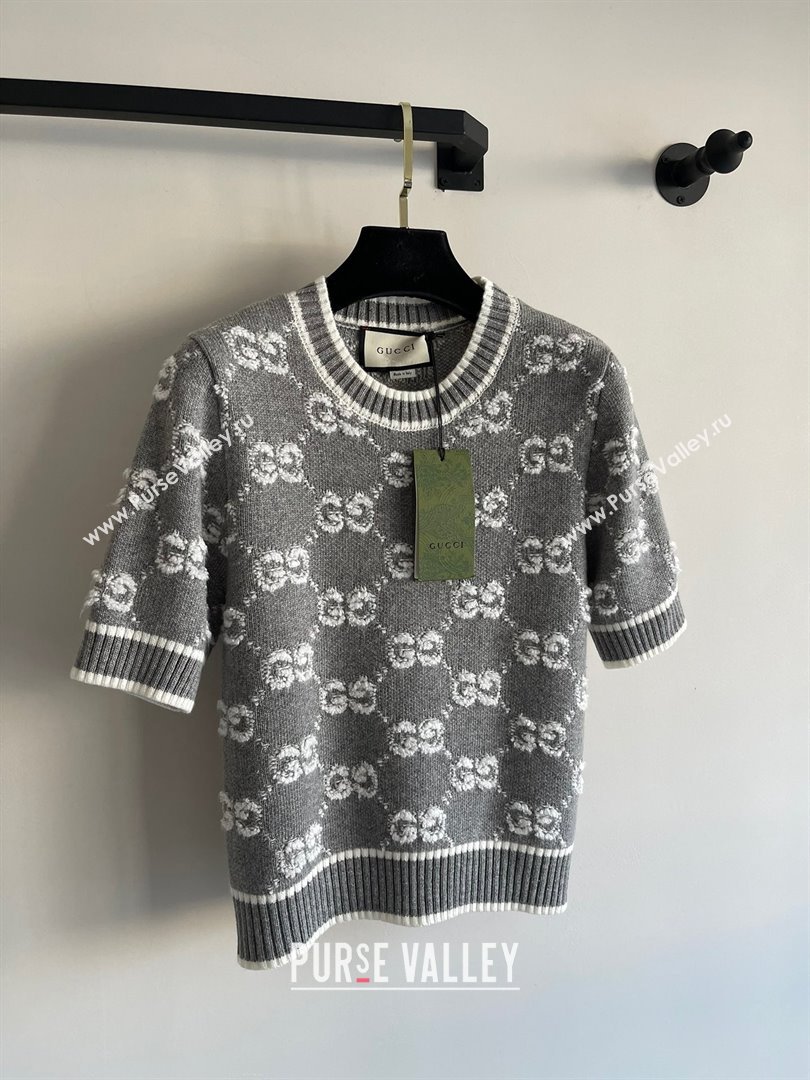 gucci GG wool bouclé jacquard top GREY AND IVORY 770059 2023 (QIQI-231121-16)