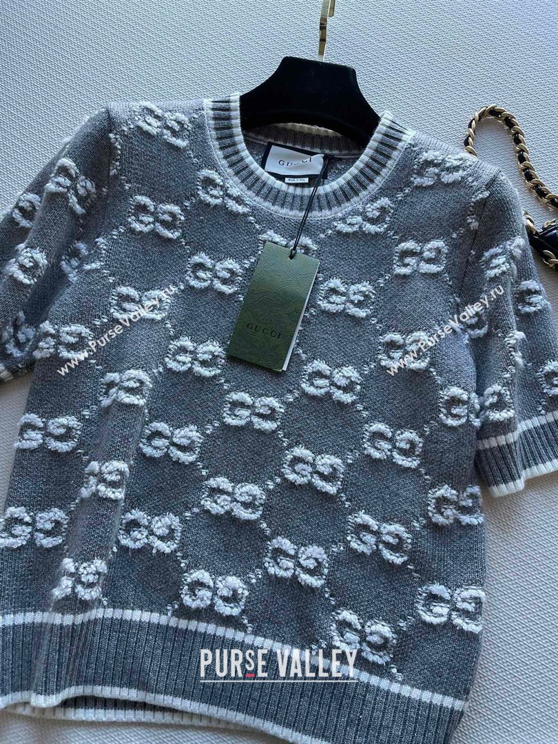 gucci GG wool bouclé jacquard top GREY AND IVORY 770059 2023 (QIQI-231121-16)