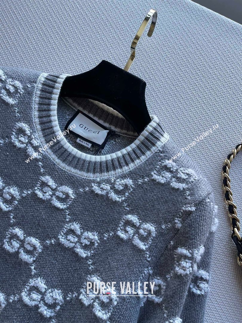 gucci GG wool bouclé jacquard top GREY AND IVORY 770059 2023 (QIQI-231121-16)