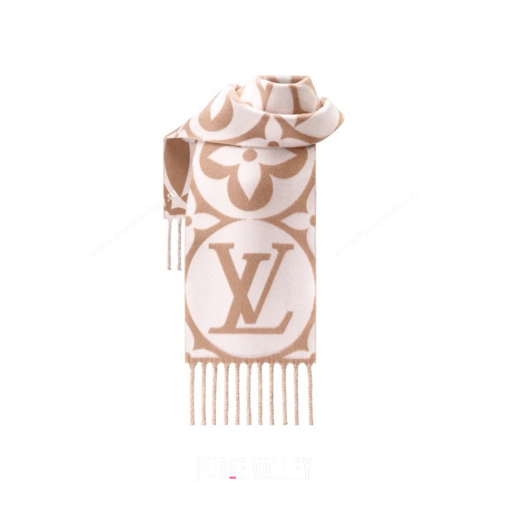 louis vuitton LV Medallion Scarf M79213 beige rose 2024 (wtz-240301-14)