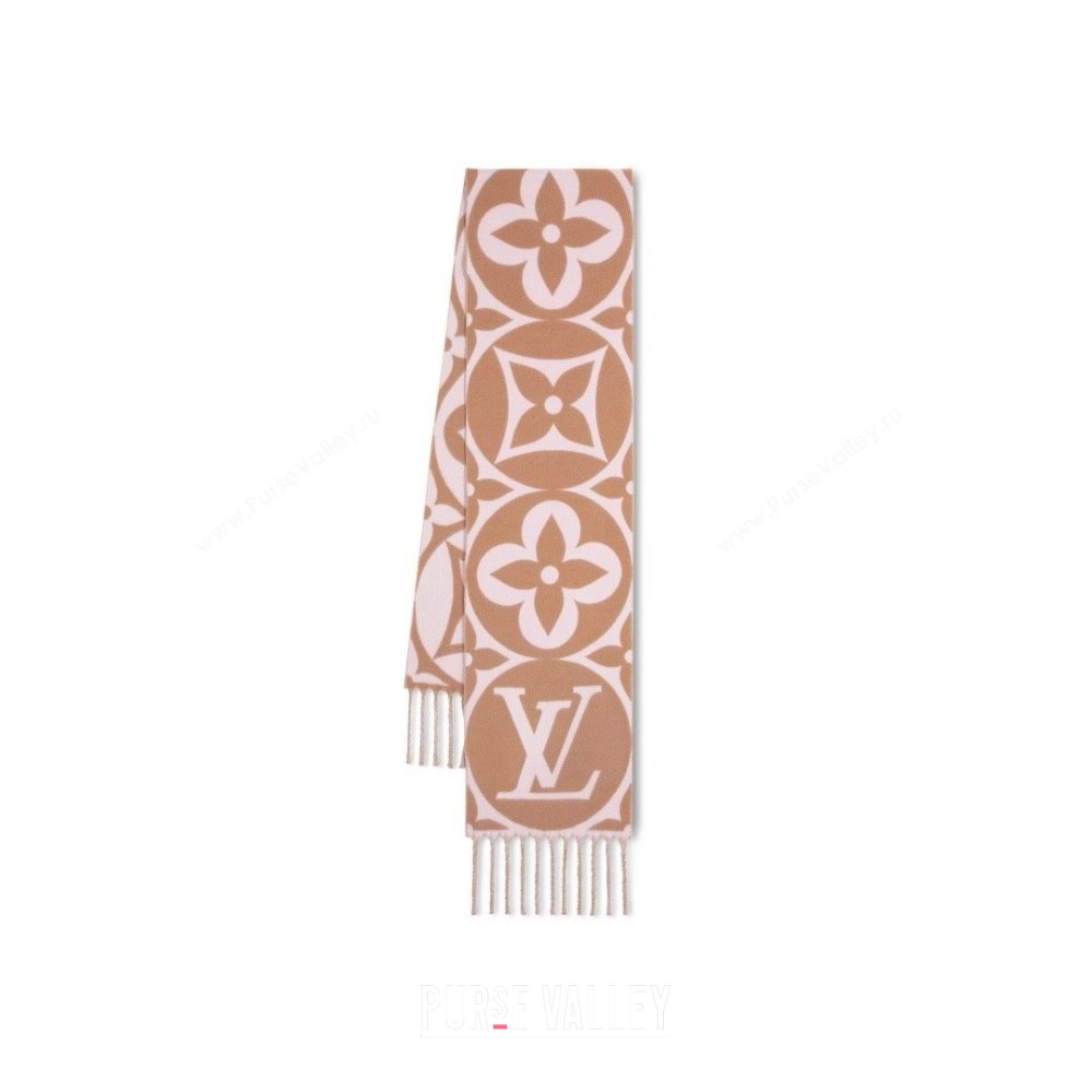 louis vuitton LV Medallion Scarf M79213 beige rose 2024 (wtz-240301-14)