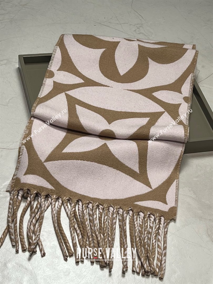 louis vuitton LV Medallion Scarf M79213 beige rose 2024 (wtz-240301-14)