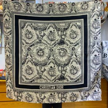 Dior Toile de Jouy Soleil 90 Square Scarf BEIGE AND BLACK 2024 (WEINISI-240427-06)