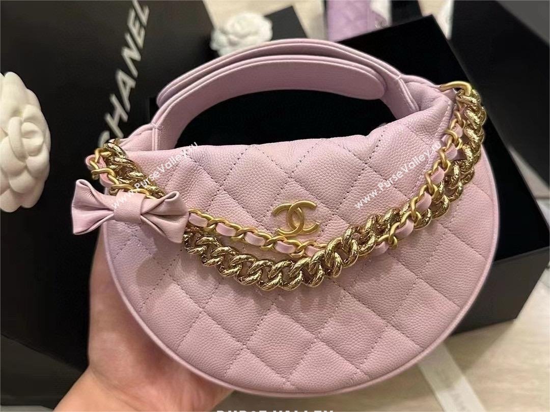 CHANEL HOOP TOP HANDLE BAG IN GRAINED LEATHER PINK 2024 (JIYUAN-240427-05)