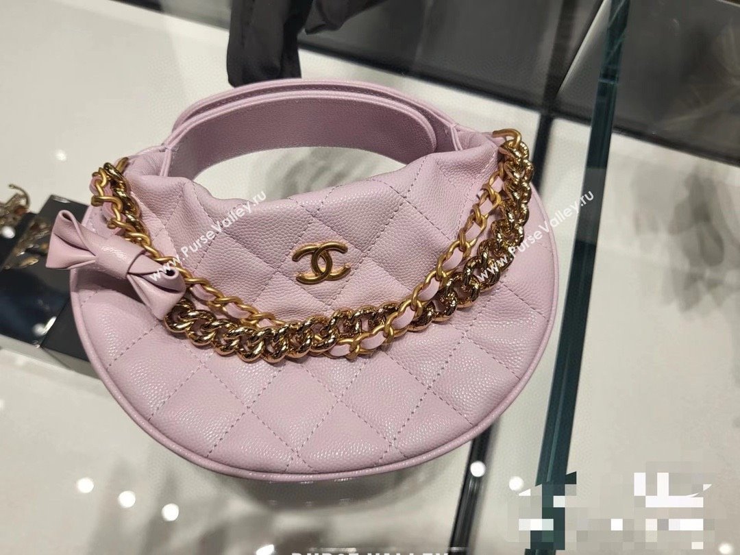 CHANEL HOOP TOP HANDLE BAG IN GRAINED LEATHER PINK 2024 (JIYUAN-240427-05)