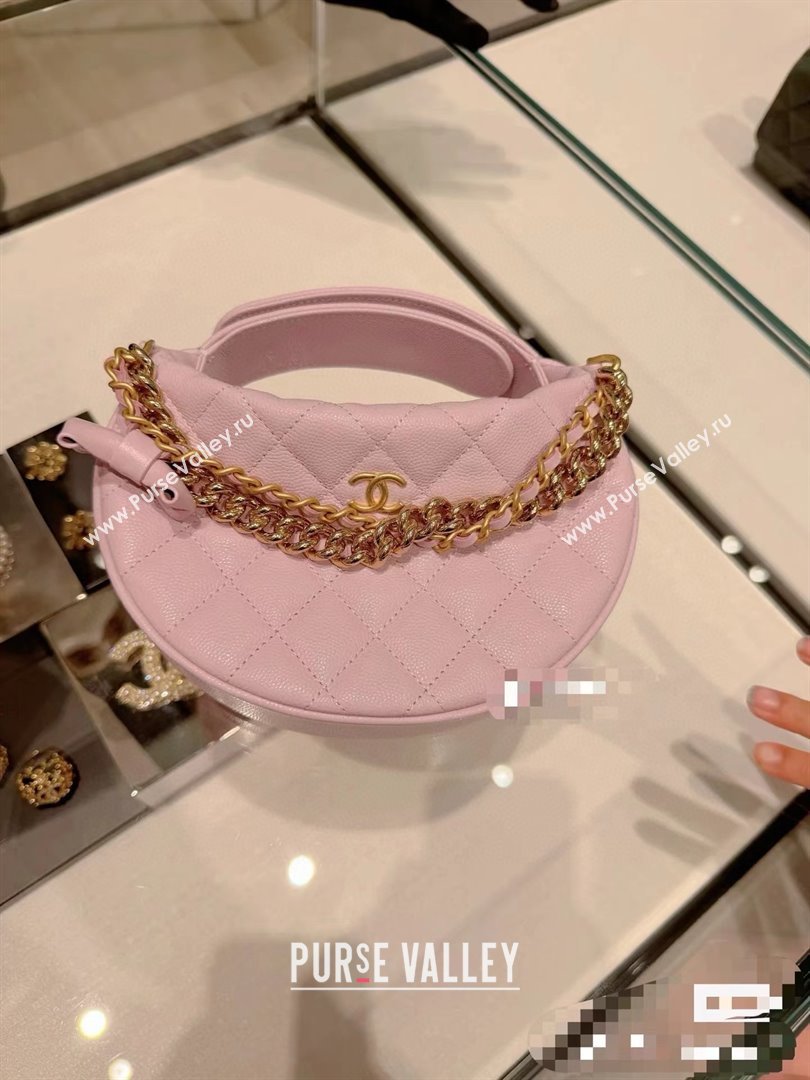 CHANEL HOOP TOP HANDLE BAG IN GRAINED LEATHER PINK 2024 (JIYUAN-240427-05)