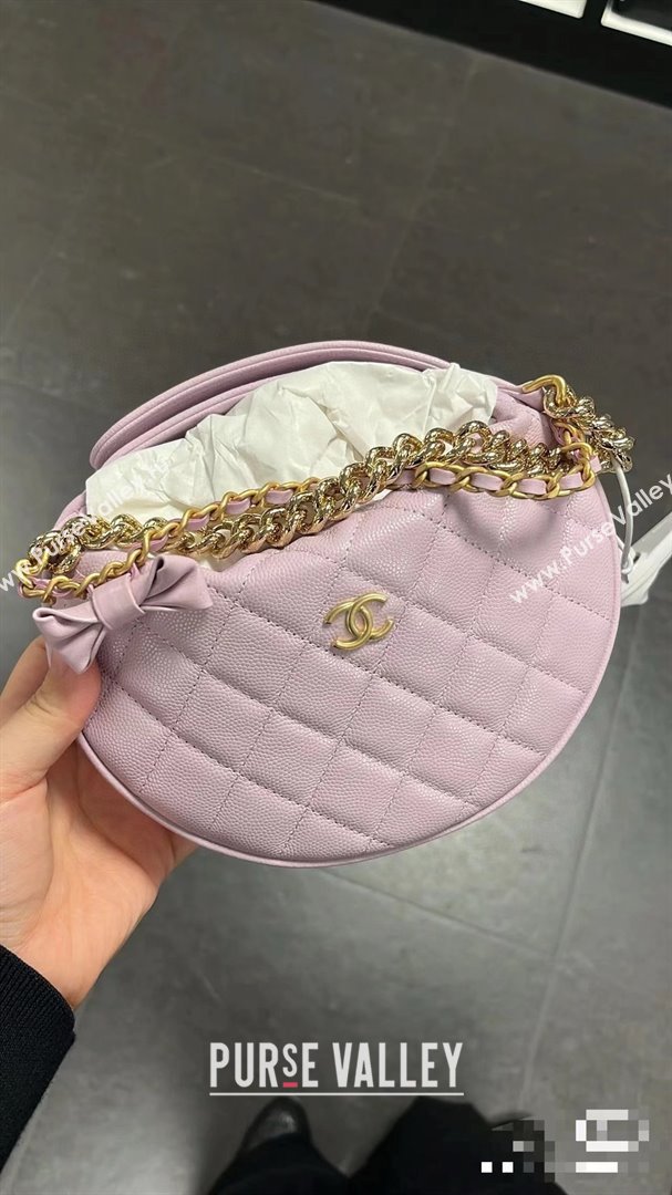 CHANEL HOOP TOP HANDLE BAG IN GRAINED LEATHER PINK 2024 (JIYUAN-240427-05)