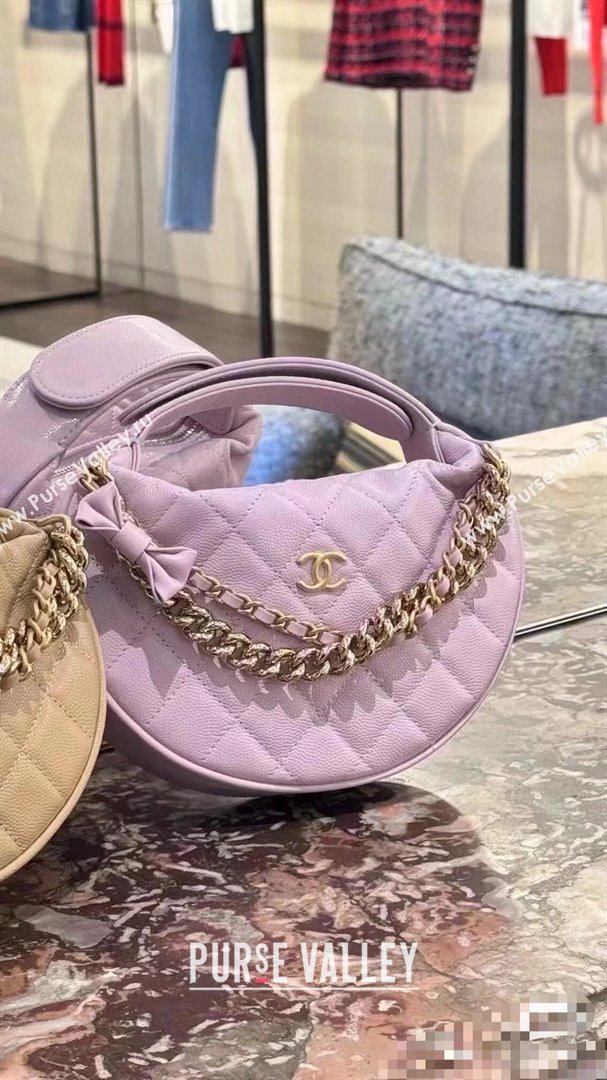 CHANEL HOOP TOP HANDLE BAG IN GRAINED LEATHER PINK 2024 (JIYUAN-240427-05)