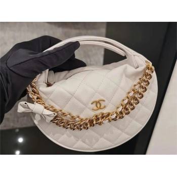 CHANEL HOOP TOP HANDLE BAG IN GRAINED LEATHER WHITE 2024 (JIYUAN-240427-06)