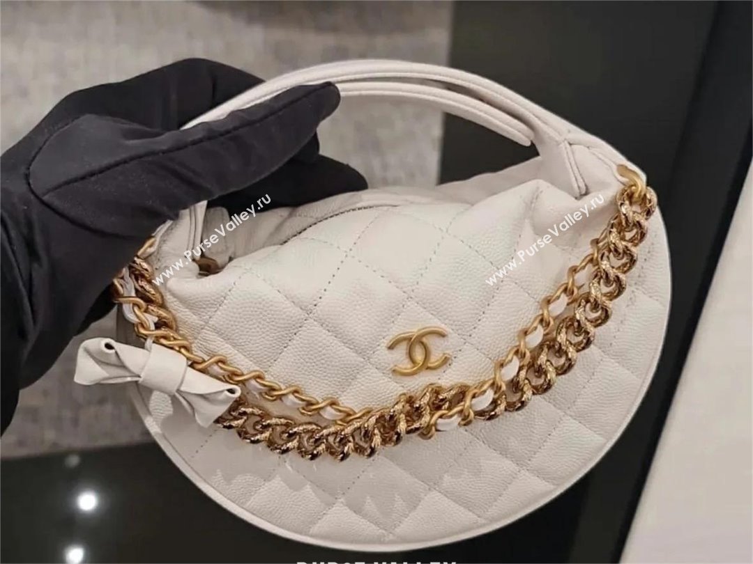 CHANEL HOOP TOP HANDLE BAG IN GRAINED LEATHER WHITE 2024 (JIYUAN-240427-06)