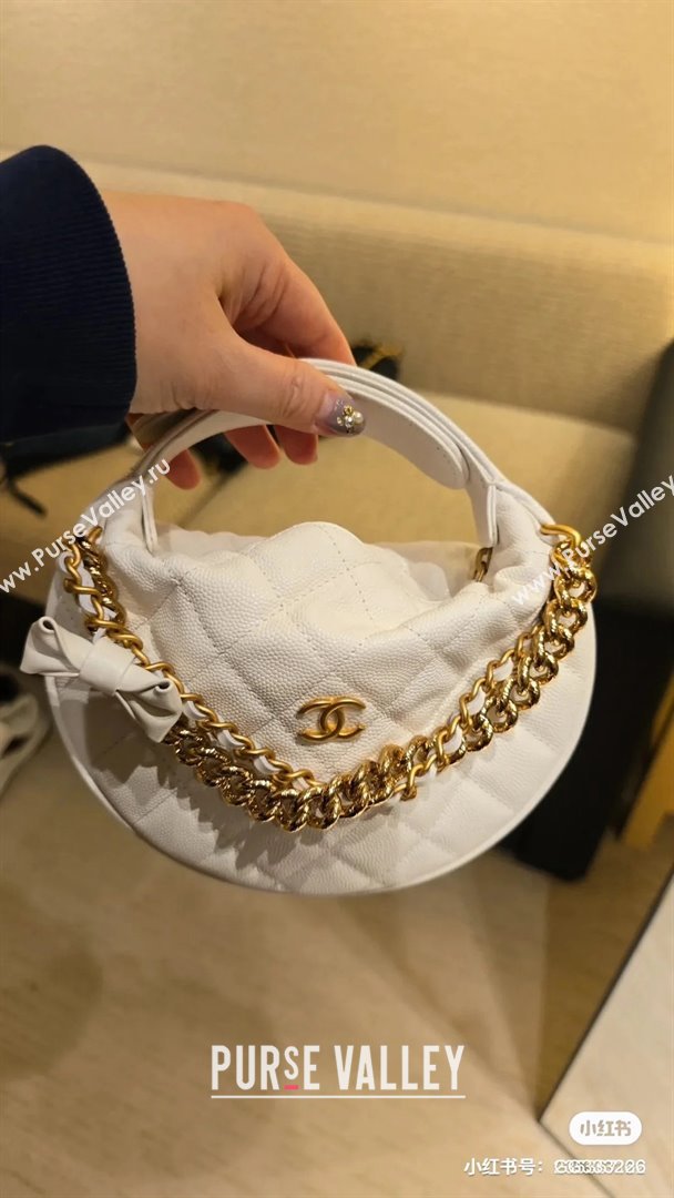 CHANEL HOOP TOP HANDLE BAG IN GRAINED LEATHER WHITE 2024 (JIYUAN-240427-06)