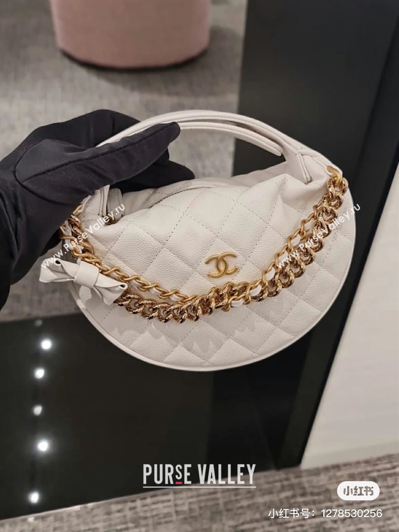 CHANEL HOOP TOP HANDLE BAG IN GRAINED LEATHER WHITE 2024 (JIYUAN-240427-06)