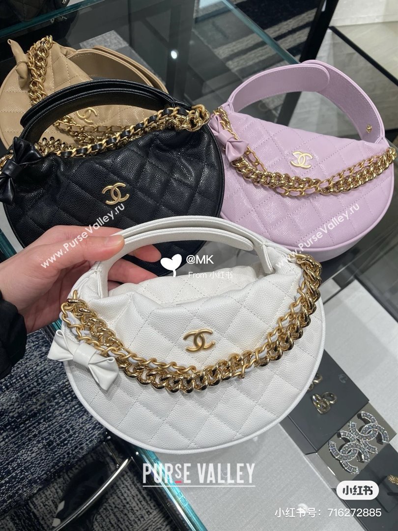 CHANEL HOOP TOP HANDLE BAG IN GRAINED LEATHER WHITE 2024 (JIYUAN-240427-06)