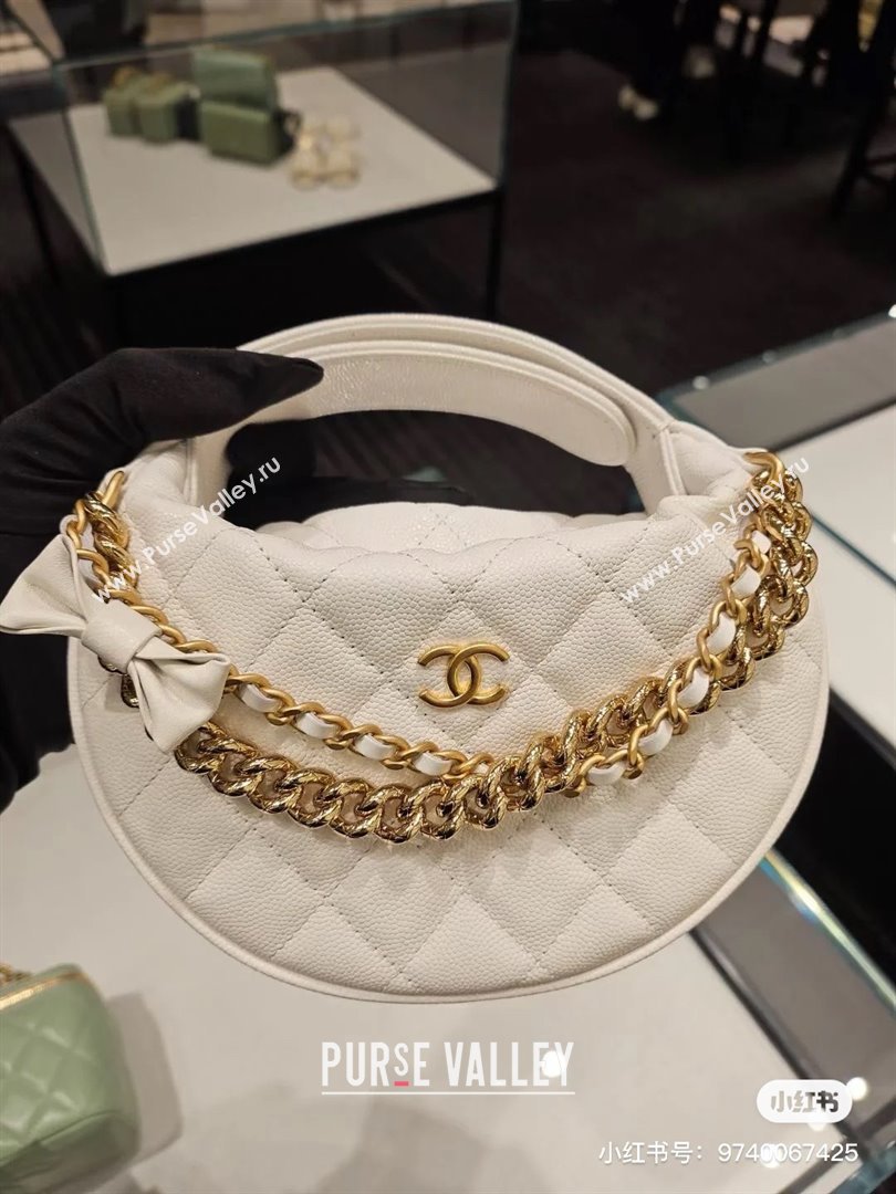 CHANEL HOOP TOP HANDLE BAG IN GRAINED LEATHER WHITE 2024 (JIYUAN-240427-06)