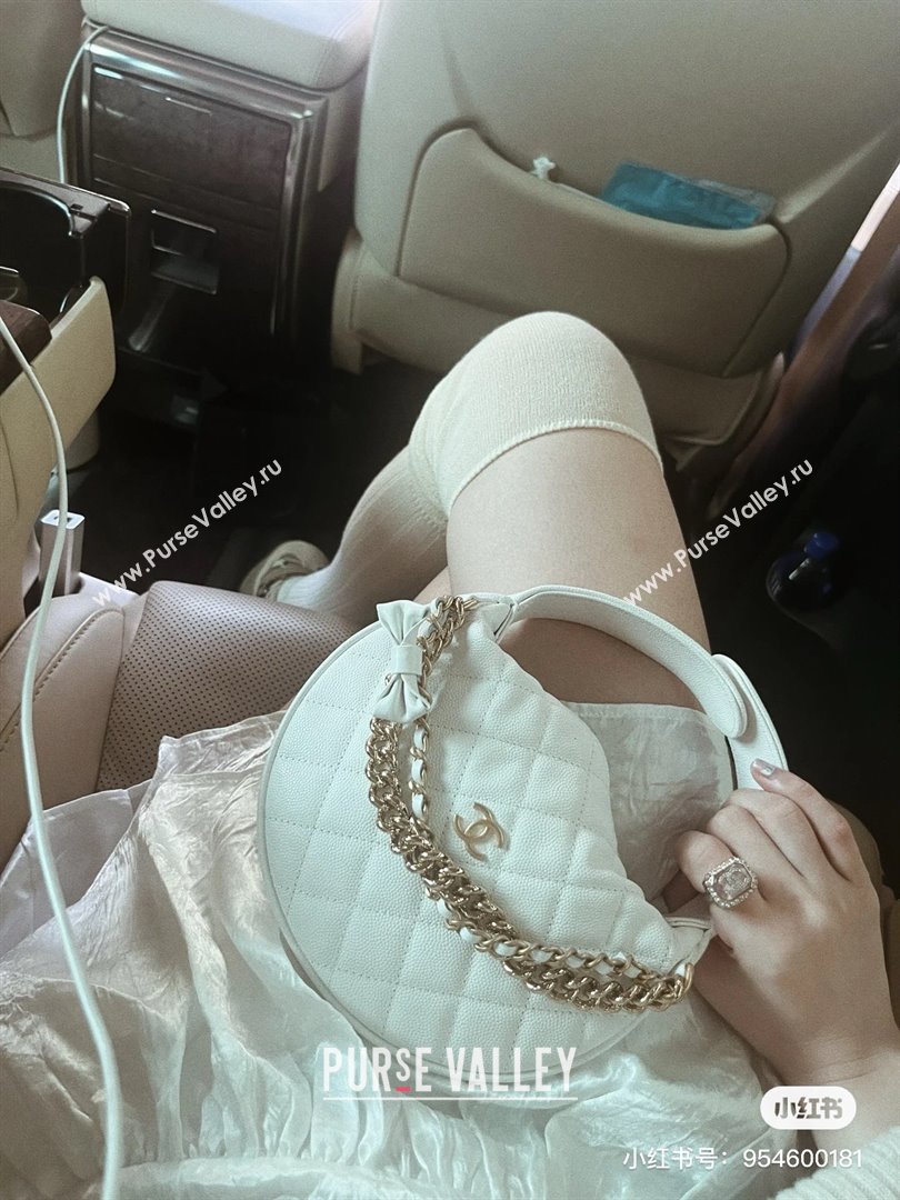 CHANEL HOOP TOP HANDLE BAG IN GRAINED LEATHER WHITE 2024 (JIYUAN-240427-06)