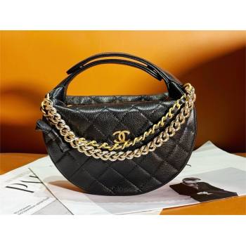 CHANEL HOOP TOP HANDLE BAG IN GRAINED LEATHER BLACK 2024 (JIYUAN-240427-07)