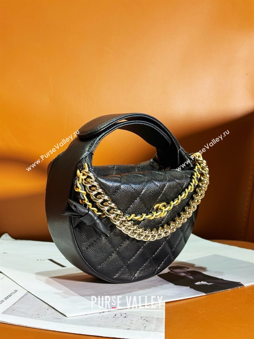 CHANEL HOOP TOP HANDLE BAG IN GRAINED LEATHER BLACK 2024 (JIYUAN-240427-07)