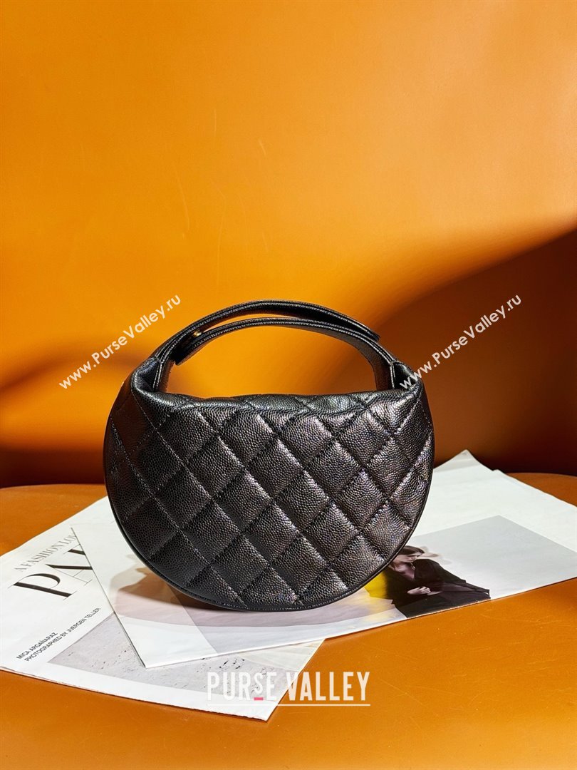 CHANEL HOOP TOP HANDLE BAG IN GRAINED LEATHER BLACK 2024 (JIYUAN-240427-07)