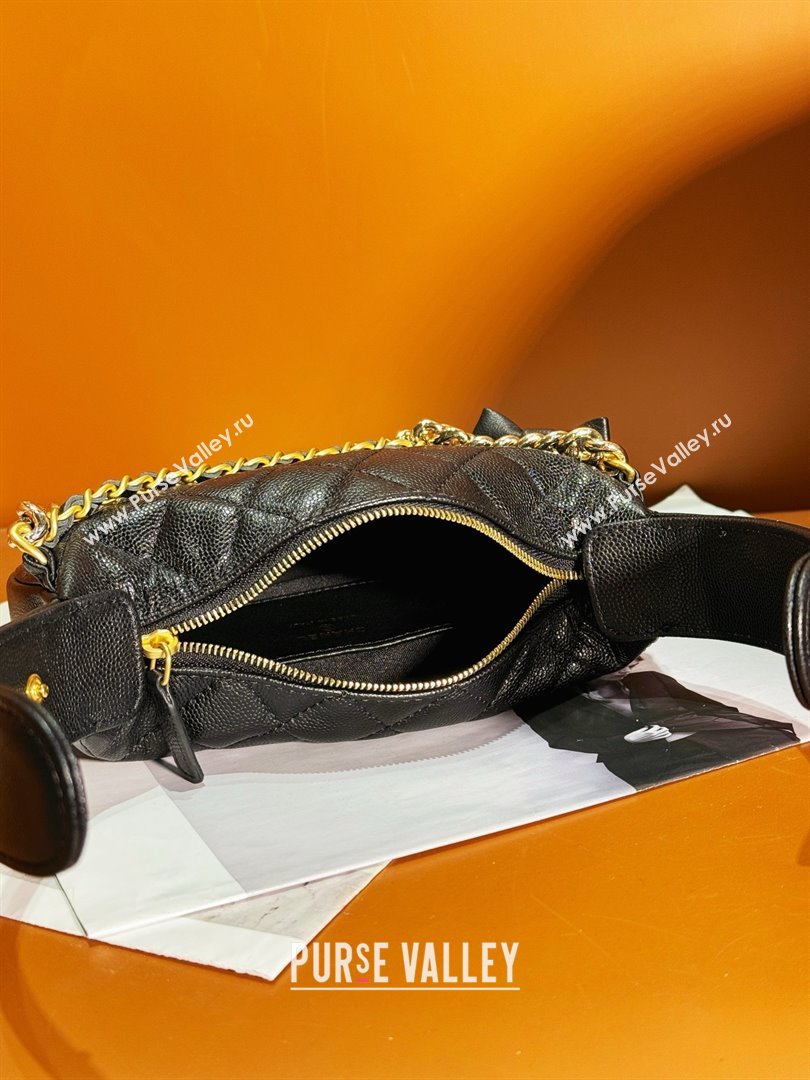 CHANEL HOOP TOP HANDLE BAG IN GRAINED LEATHER BLACK 2024 (JIYUAN-240427-07)
