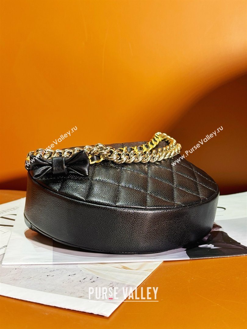 CHANEL HOOP TOP HANDLE BAG IN GRAINED LEATHER BLACK 2024 (JIYUAN-240427-07)