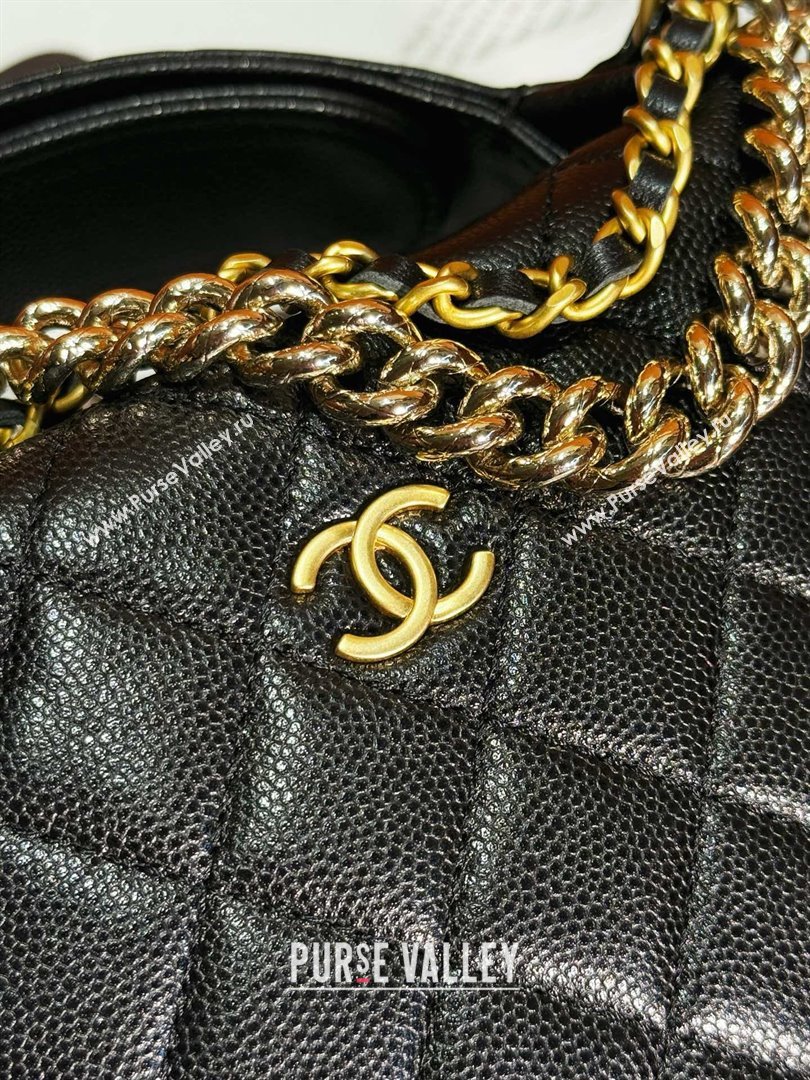 CHANEL HOOP TOP HANDLE BAG IN GRAINED LEATHER BLACK 2024 (JIYUAN-240427-07)