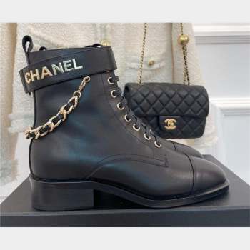 Chanel HEEL 3CM ankle boots WITH CHAIN black 2023 (CLF-231016-30)