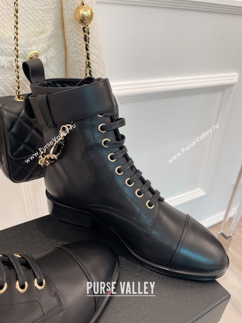 Chanel HEEL 3CM ankle boots WITH CHAIN black 2023 (CLF-231016-30)