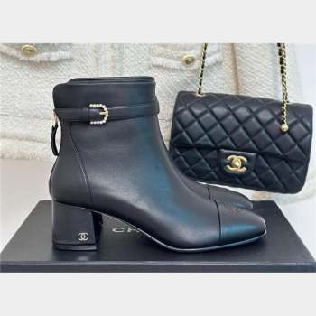 Chanel HEEL 5CM ankle boots WITH buckle black 2023 (CLF-231016-34)