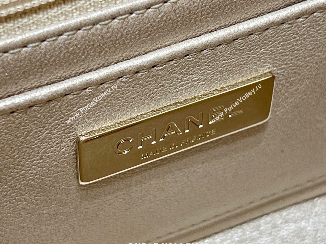 chanel Metallic Mirror Calfskin Metallic Lambskin Gold-Tone Metal Mini Flap Bag Star Coin Purse AS4646 gold 2024(original qualit